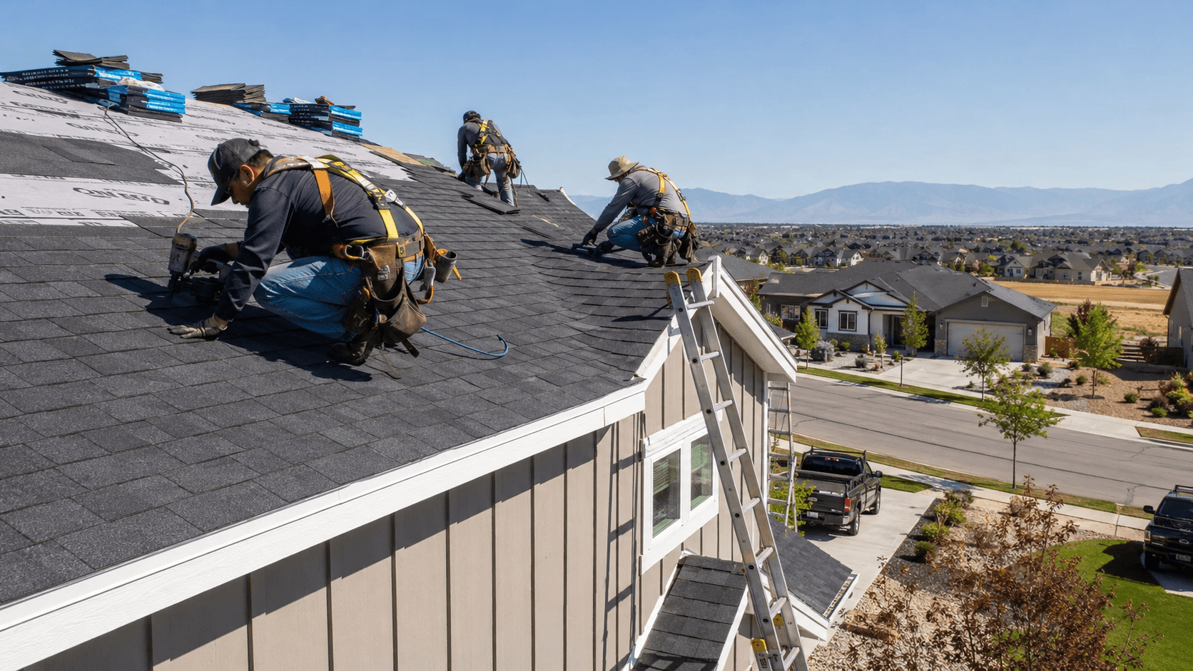 Contractor performing a targeted roof repair